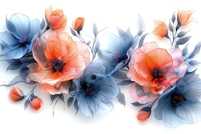 Vattenfärgsblommor bakgrund abstrakt floralt mönster isolerat på vitt vektor illustrationer