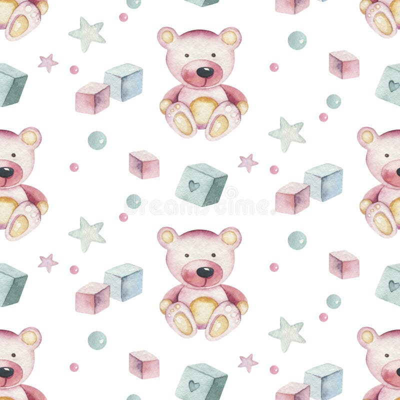 Vattenfärgsflickans vattenfärgsfilter Sömlösa fjärilskartongelement Sätt på babyrosa klänning och bebis arkivfoto