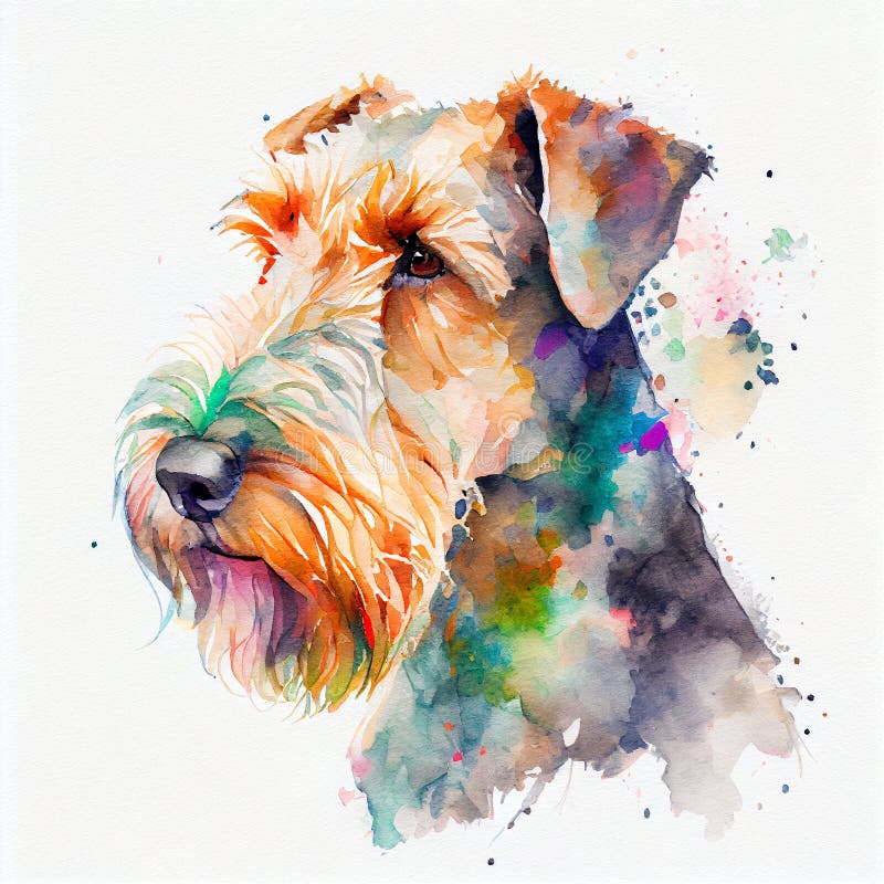 Vattenfärgsporträtt från en airedale skräckare royaltyfri illustrationer