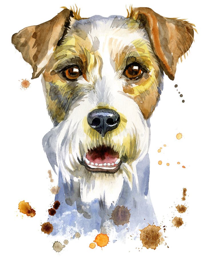 Vattenfärgstående av airedaleterrierhunden vektor illustrationer