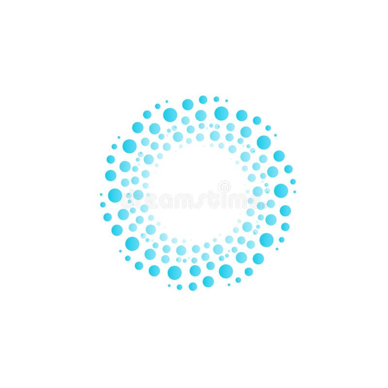 Vattenvirvel från blått cirklar, bubblor, droppar Abstrakt cirkelvektorlogo