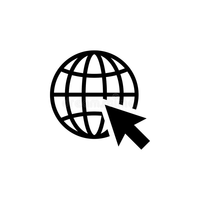 Vaya al icono del web en estilo plano Símbolo de Internet