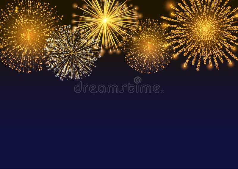 Jogo Isolado De Fogos De Artifício. Fogos De Artifício Dourados Bonitos No  Fundo Branco. Decoração Brilhante Para O Cartão De Natal, Celebração Do  Feliz Ano Novo, Aniversário, Festival. Desenho Plano Ilustração Vetorial