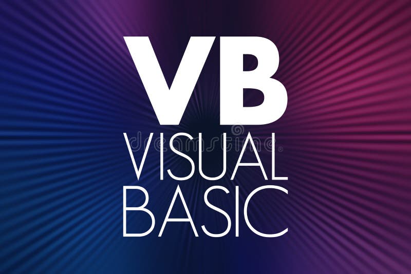 VB - Visual Basic首字母缩略语，技术概念背景 库存例证