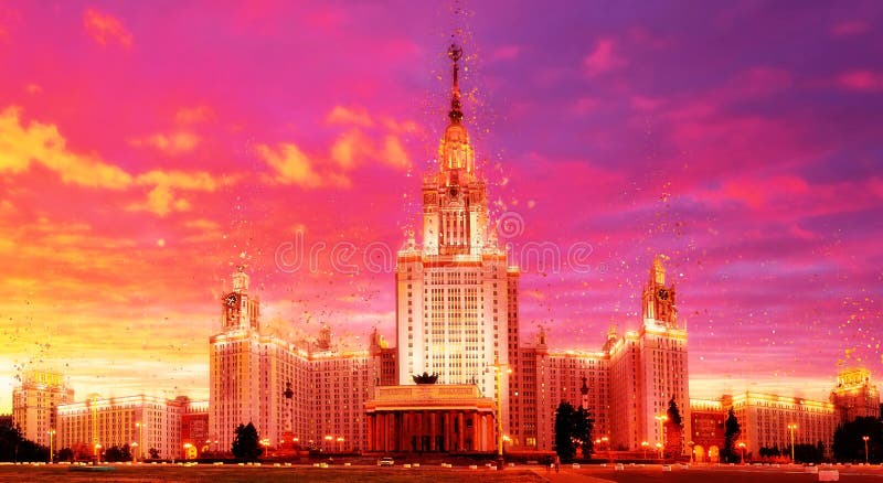 Vbrant wide angle panoramic evening view of illuminated famous R royalty free stock photography Vbrant wide angle panoramic evening view of illuminated famous R royalty free stock photography
