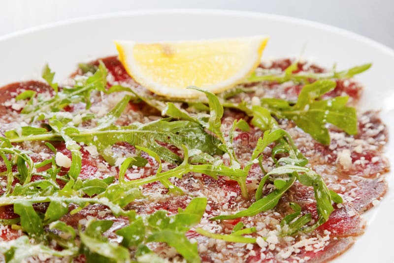 Veal carpaccio stock photo. Image of cookery, spice, slice 40468990