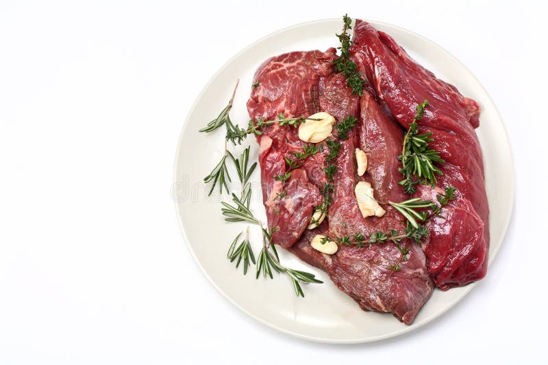 Veal Fillet with Aromatic Herbs Stock Photo Image of garlic, thin