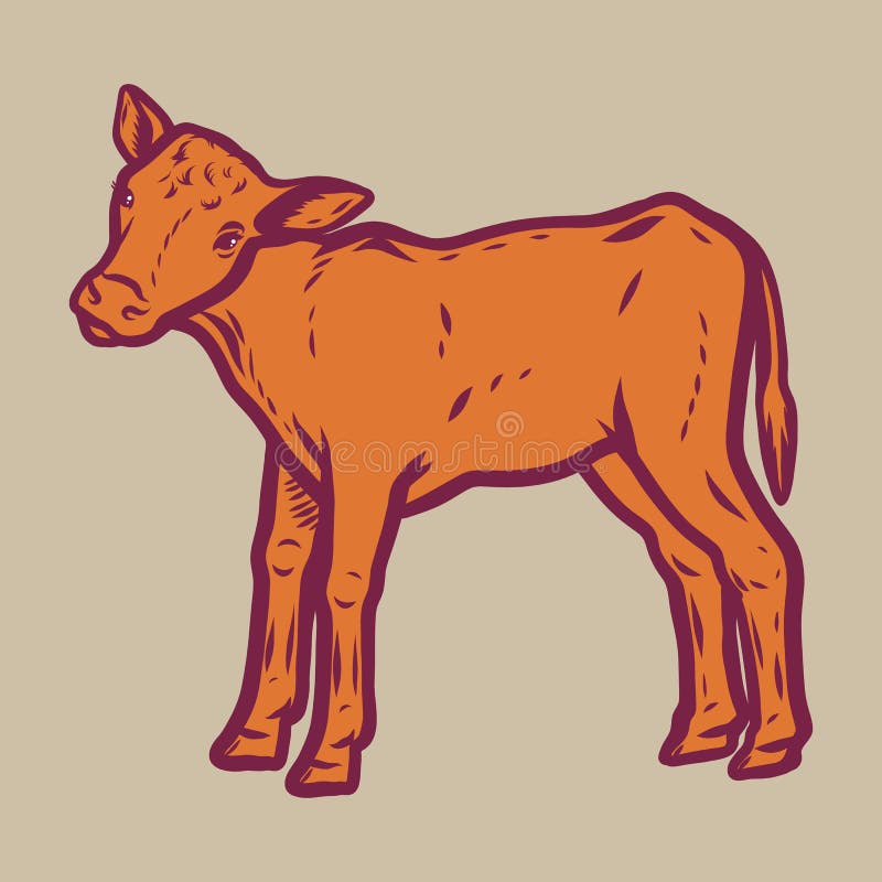Veal Icon, Hand Drawn Style Stock Vector Illustration of animal