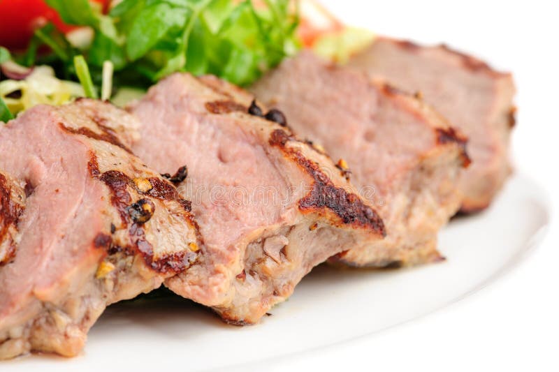 Veal meat with fresh vegetable salad