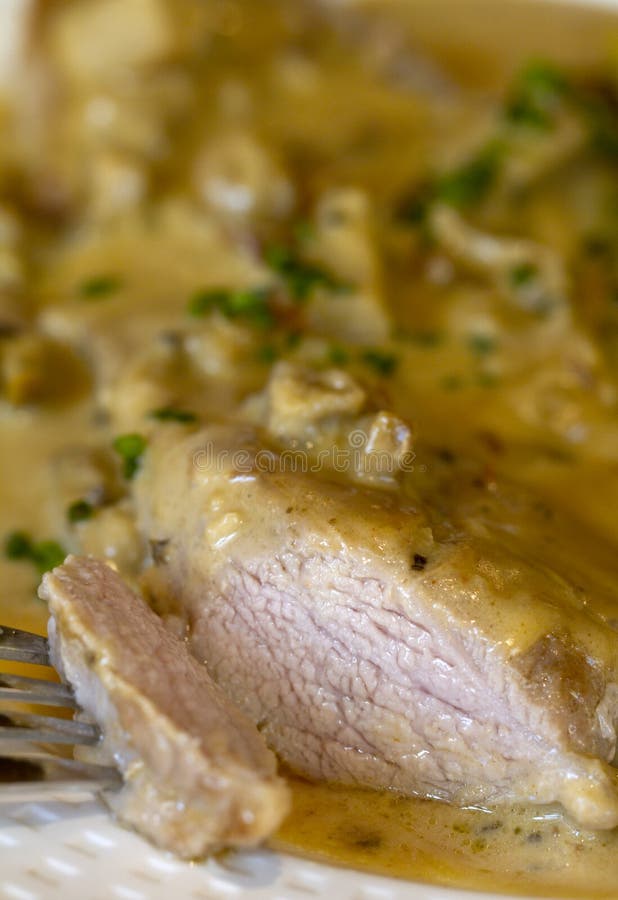 Veal with mushroom sauce 2 stock image. Image of close 16693177