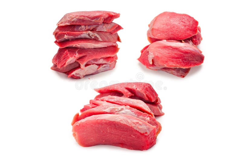 Veal Pieces Raw Isolated on White Background Stock Photo Image of