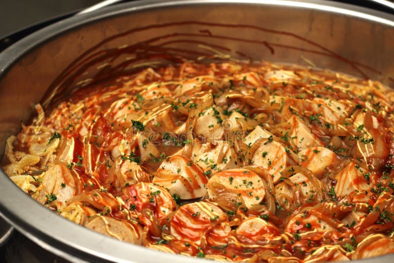 Veal sausage with sauce stock photo. Image of gourmet 36900124