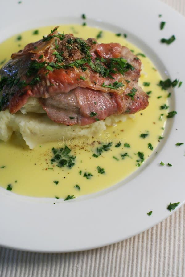 Veal Scallopini with Beure Blanc Stock Image Image of cook, veal 695617