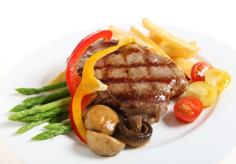 Veal Sirloin Steak Meal Horizontal Stock Photo Image of cherry