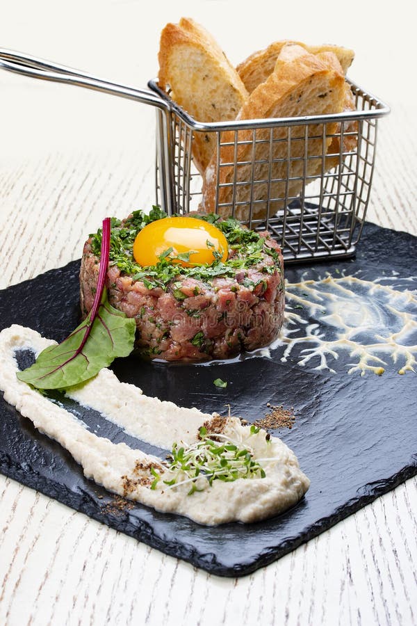 Veal Tartar Prepared with Herb Croutons. Beef Raw Stock Image Image of cooking, fresh 176910519