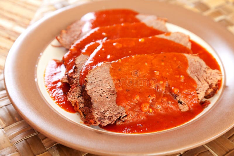 Veal with tomato sauce stock photo. Image of life, portion 48937254