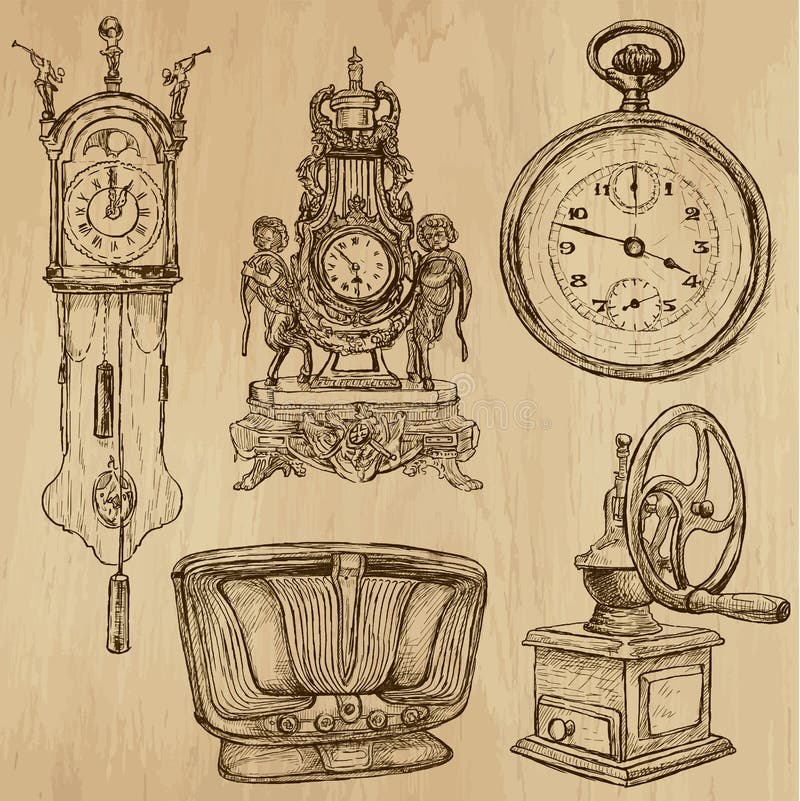 Vecchi oggetti nessun 5 - raccolta disegnata a mano illustrazione di stock Vecchi oggetti nessun 5 - raccolta disegnata a mano illustrazione di stock