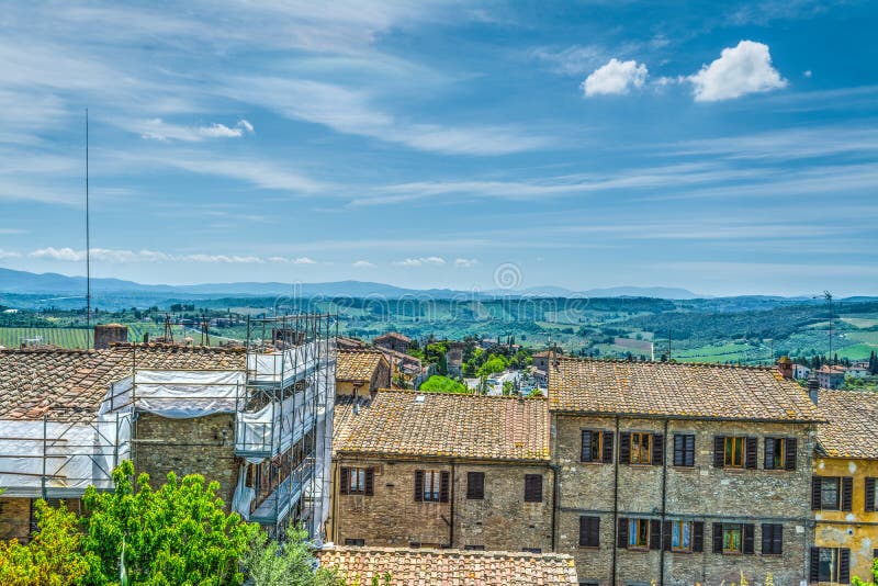 Vecchi tetti a San Gimignano immagini stock Vecchi tetti a San Gimignano immagini stock