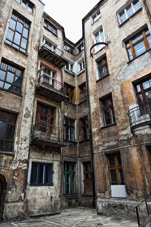 Old decadent houses in lodz town poland. Old decadent houses in lodz town poland