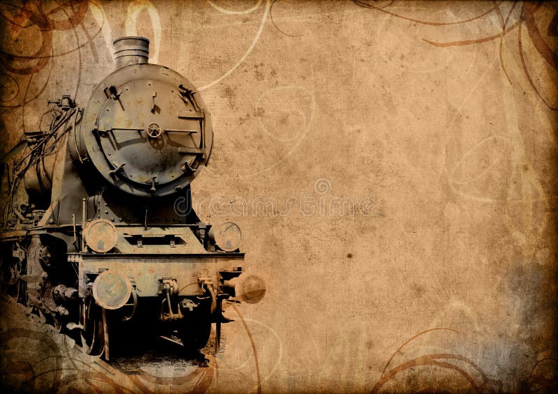 Vecchia priorità bassa del treno della retro annata royalty illustrazione gratis