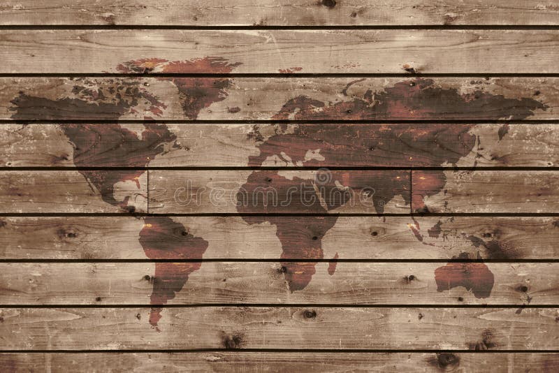 Vecchia struttura di legno con la mappa di mondo fotografie stock libere da diritti Vecchia struttura di legno con la mappa di mondo fotografie stock libere da diritti