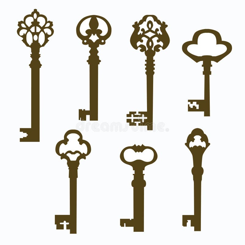 Vecchie chiavi scolpite stabilite della porta