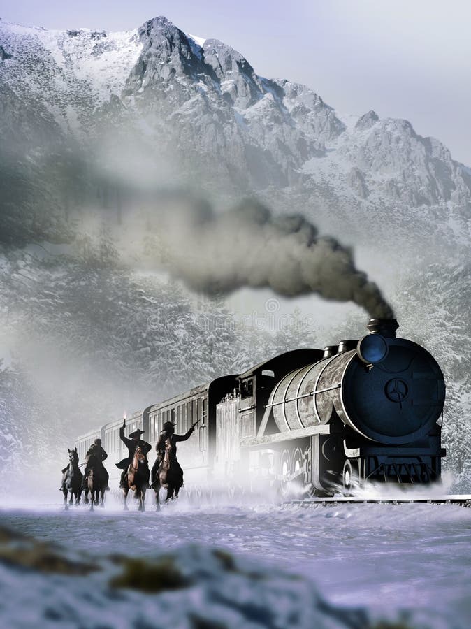 Vecchio attacco ad ovest del treno illustrazione vettoriale Vecchio attacco ad ovest del treno illustrazione vettoriale