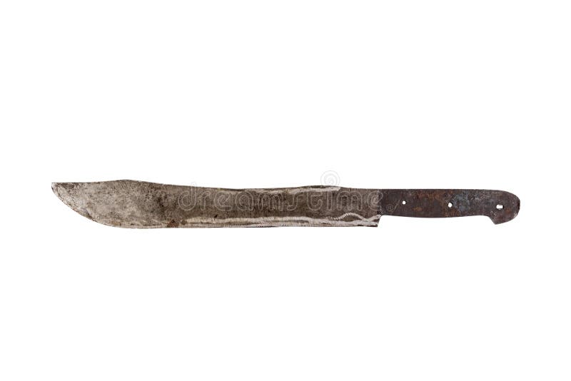Vecchio coltello lungo del metallo isolato su bianco fotografia stock libera da diritti Vecchio coltello lungo del metallo isolato su bianco fotografia stock libera da diritti