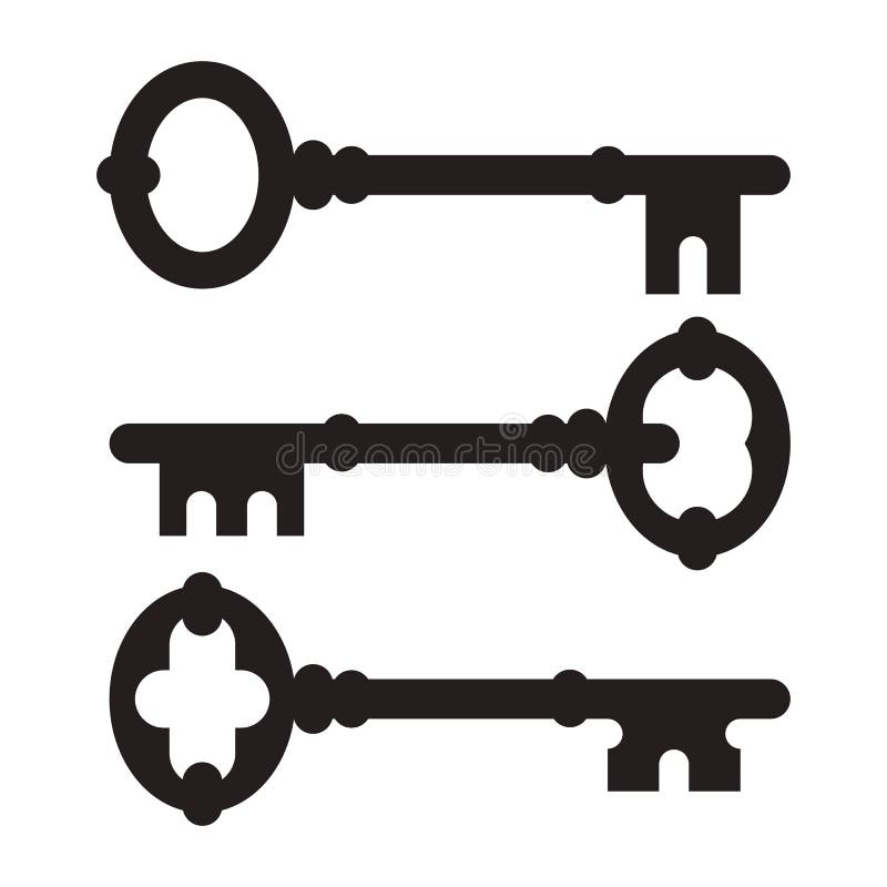Vecchio insieme chiave della siluetta royalty illustrazione gratis Vecchio insieme chiave della siluetta royalty illustrazione gratis