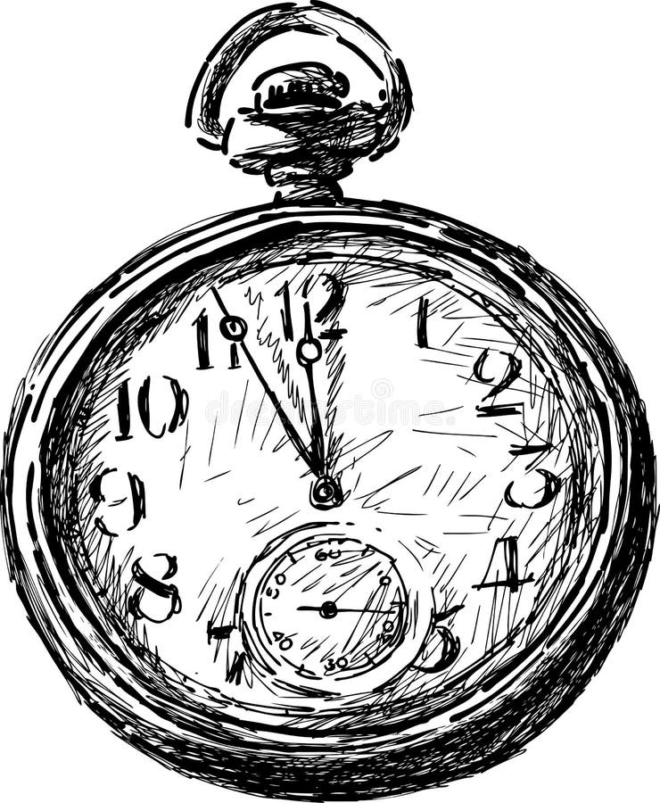 Vecchio orologio da tasca illustrazione di stock Vecchio orologio da tasca illustrazione di stock