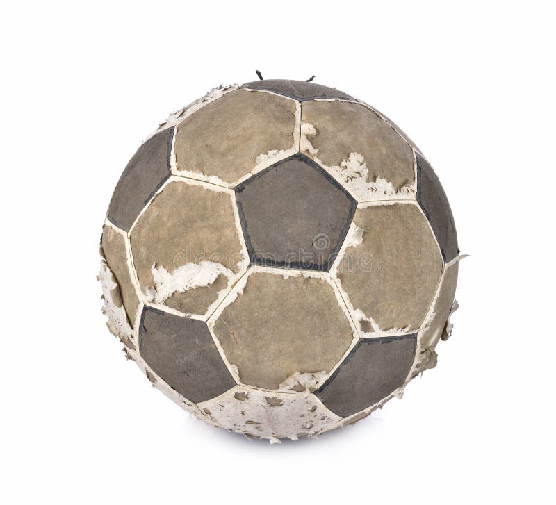 Vecchio pallone da calcio su fondo bianco immagine stock Vecchio pallone da calcio su fondo bianco immagine stock