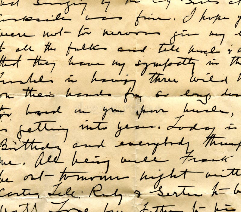 Vecchio particolare della scrittura a mano della lettera immagine stock Vecchio particolare della scrittura a mano della lettera immagine stock