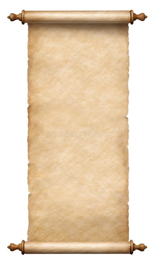 Vecchio rotolo di carta verticale o pergamena isolata