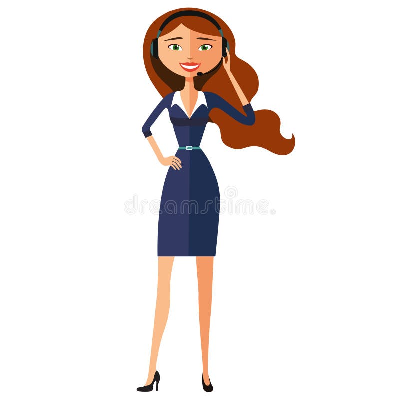 Vect liso do avatar do centro de atendimento da mulher dos desenhos animados do ícone do serviço ao cliente ilustração royalty free Vect liso do avatar do centro de atendimento da mulher dos desenhos animados do ícone do serviço ao cliente ilustração royalty free