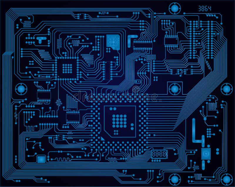 Hi-tech dark blue industrial electronic circuit board vector abstract background. Hi-tech dark blue industrial electronic circuit board vector abstract background