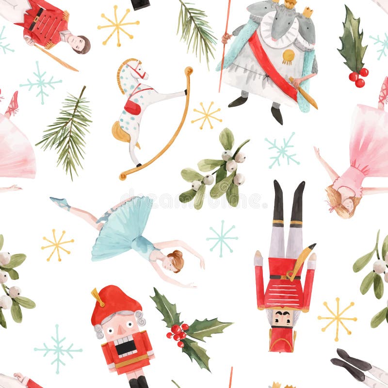 Vecteur aquarelle de Noël Noisette de fleur d'hiver de fleur de fleur de fleur de fleur de fleur de fleur d'hiver illustration de vecteur