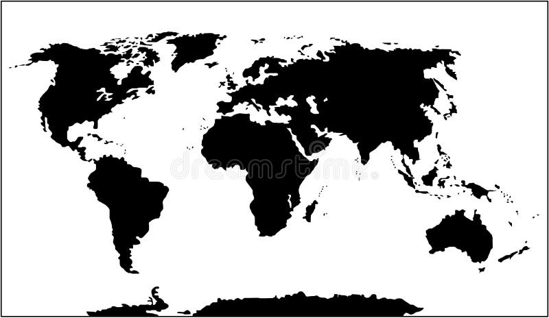 Vecteur - carte du monde (noire et blanche)