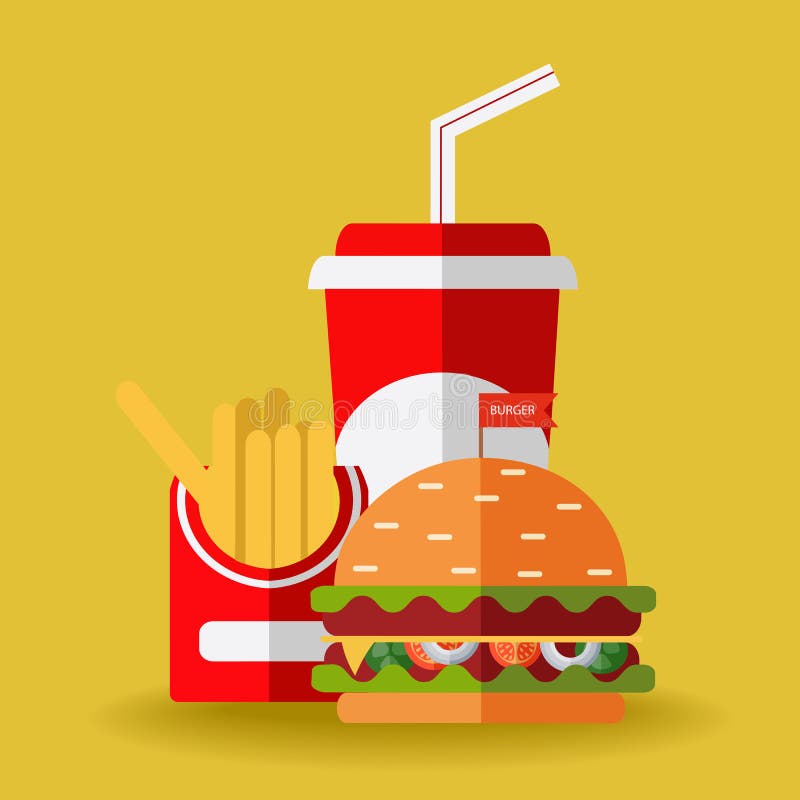 Vecteur d'aliments de préparation rapide Un groupe de repas de rapide amicaux illustration stock Vecteur d'aliments de préparation rapide Un groupe de repas de rapide amicaux illustration stock