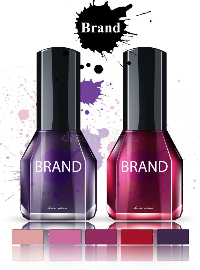 Vecteur d'aquarelle de cosmétiques de vernis à ongles Collection de marque de placement de produit illustration stock Vecteur d'aquarelle de cosmétiques de vernis à ongles Collection de marque de placement de produit illustration stock