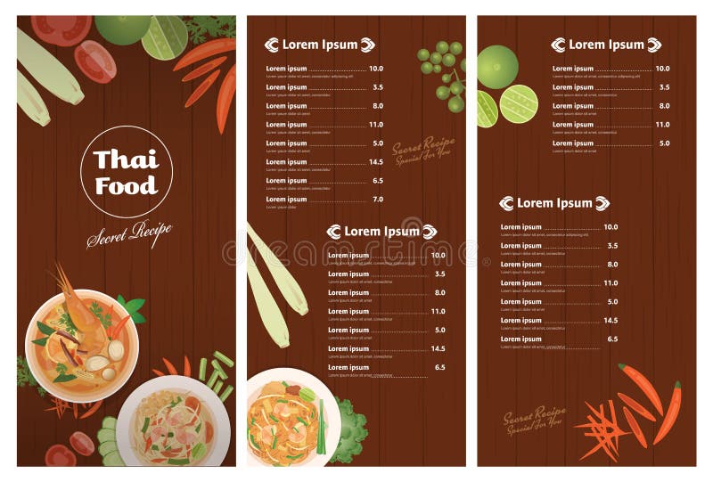 Vecteur de calibre thaïlandais de menu de restaurant de nourritures illustration de vecteur Vecteur de calibre thaïlandais de menu de restaurant de nourritures illustration de vecteur