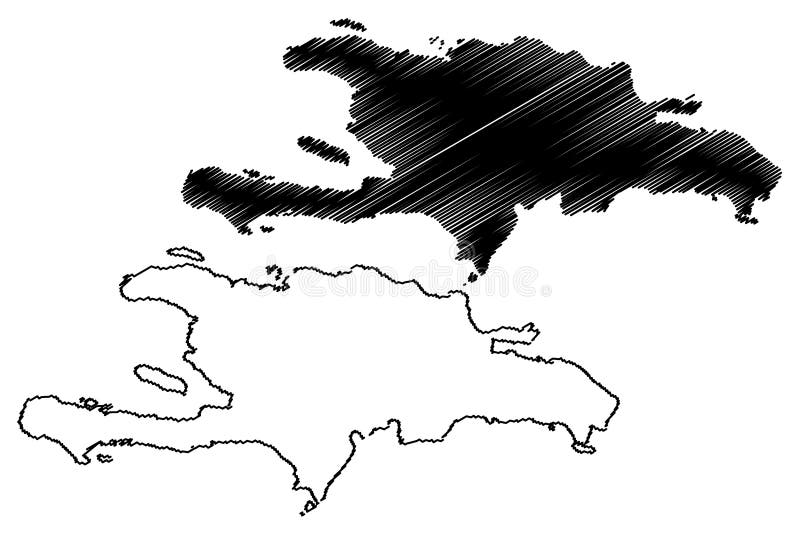 Hispaniola map vector illustration, scribble sketch Hispaniola. Hispaniola map vector illustration, scribble sketch Hispaniola