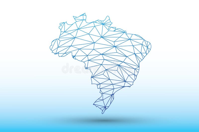 Brazil map vector of blue color geometric connected lines using triangles on light background illustration meaning strong network. Brazil map vector of blue color geometric connected lines using triangles on light background illustration meaning strong network