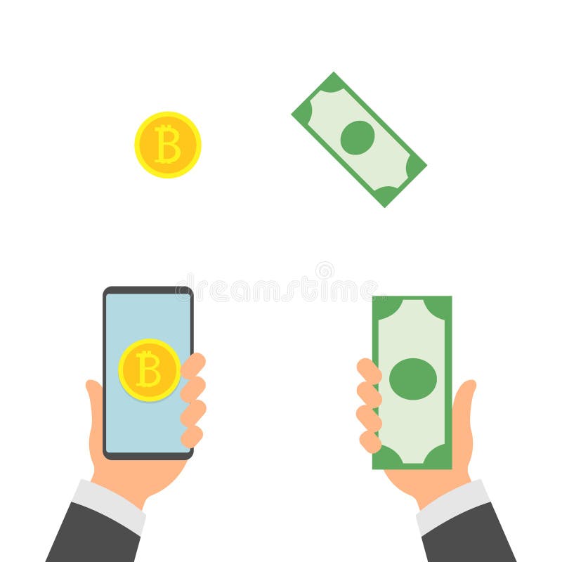Vecteur de concept d'opérations bancaires d'échange d'argent Bannière humaine de main Smartphone de fixation de main Téléphone et illustration stock Vecteur de concept d'opérations bancaires d'échange d'argent Bannière humaine de main Smartphone de fixation de main Téléphone et illustration stock