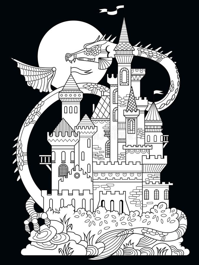 Livre De Coloriage De Château Pour Le Vecteur D'adultes Illustration de