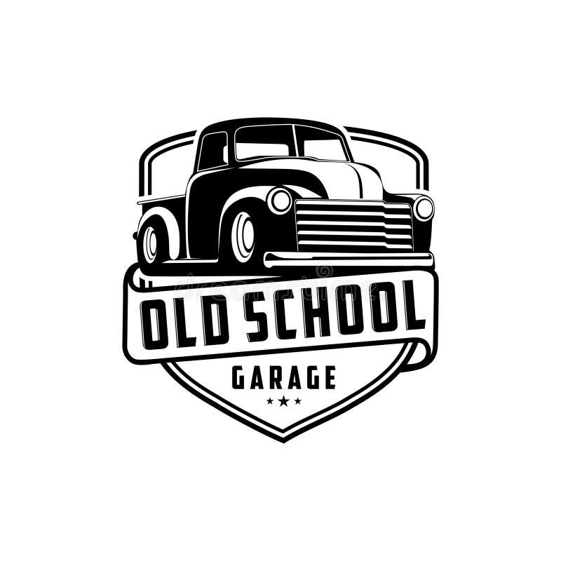 Vecteur de logo de camion de garage de vieille école illustration libre de droits Vecteur de logo de camion de garage de vieille école illustration libre de droits