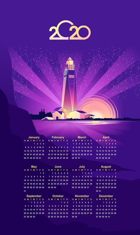 vecteur de phare de 2020 calendriers illustration stock vecteur de phare de 2020 calendriers illustration stock