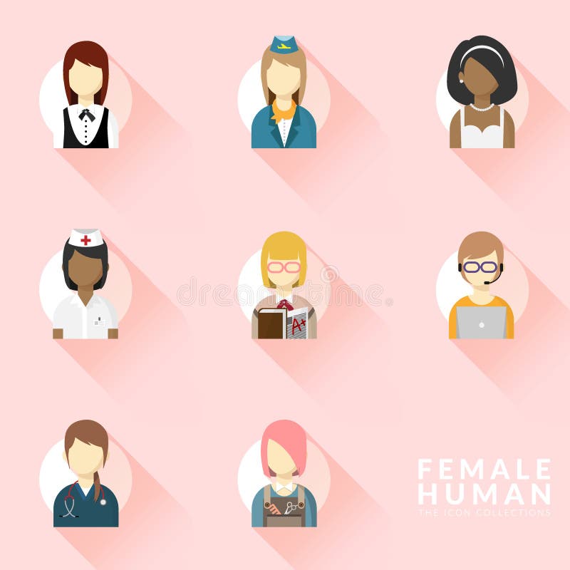 Vecteur des icônes pour l'ensemble différent de collection d'icône de profession de femme Graphismes de professions r?gl?s Concep illustration libre de droits Vecteur des icônes pour l'ensemble différent de collection d'icône de profession de femme Graphismes de professions r?gl?s Concep illustration libre de droits