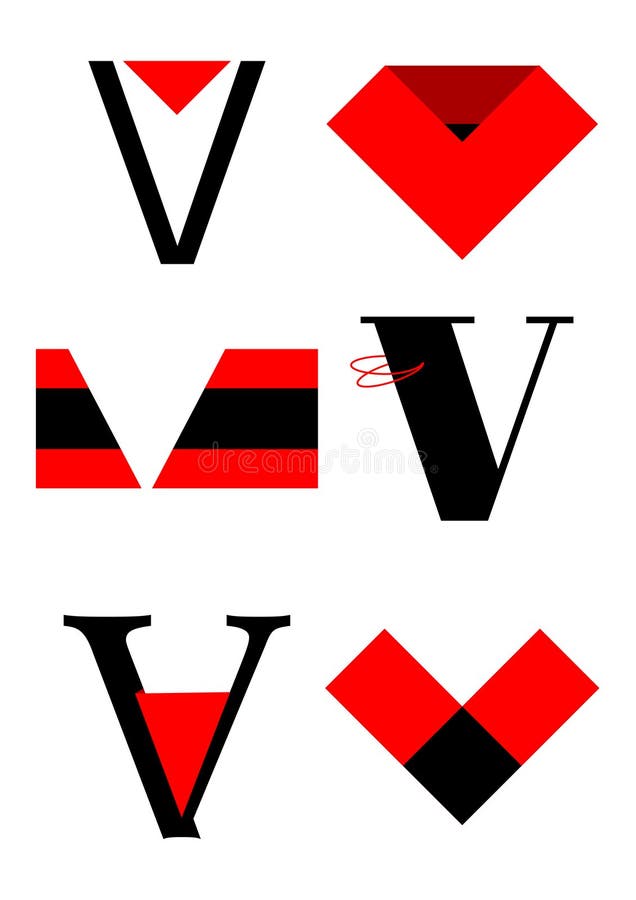 Vecteur des logos v de graphismes d'alphabet