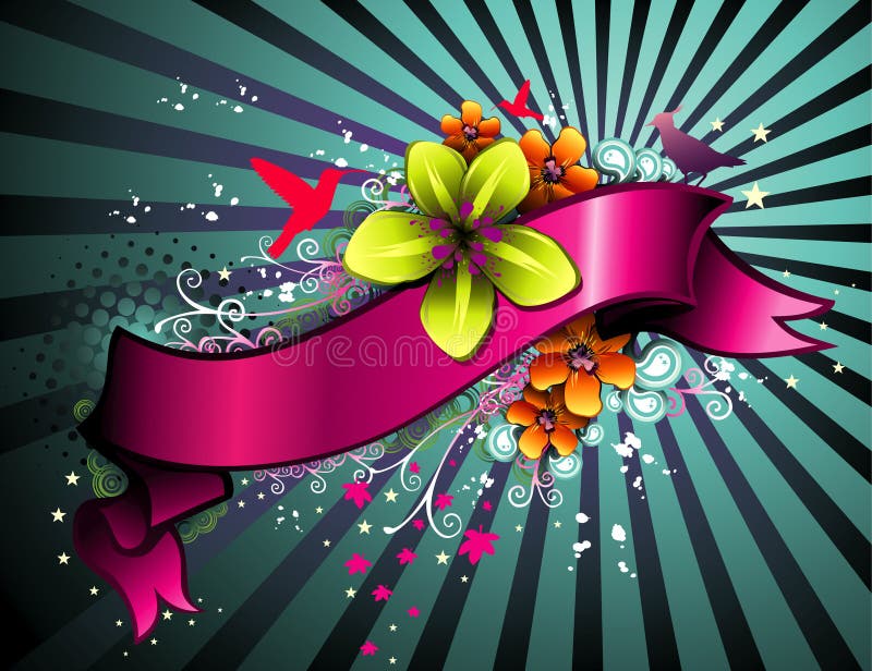 Vecteur floral de drapeau illustration de vecteur Vecteur floral de drapeau illustration de vecteur