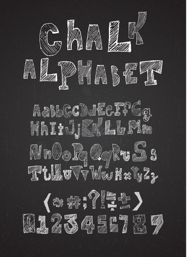 Vecteur haché tiré par la main d'alphabet de craie illustration stock Vecteur haché tiré par la main d'alphabet de craie illustration stock